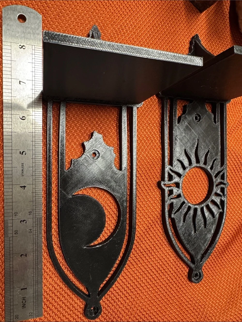 Pair 3D printed Black Sun and Moon Wall Sconces